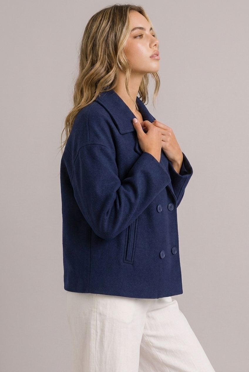 Violaine | Cropped Black Leather Puffer Blazer Jacket
