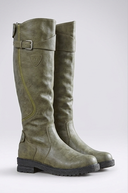Joelle | Wide Fit Tall Knee High Leather Boots — Olive green