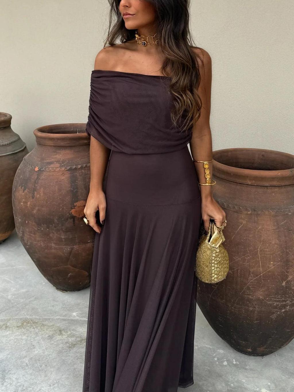 Giselle | Off-Shoulder Evening Garden Party Maxi Dress