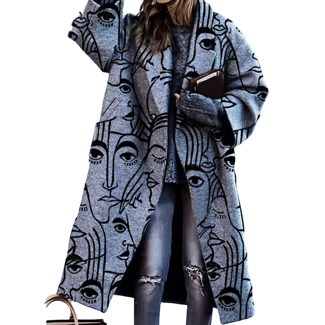 Vivienne | Double Breasted Black Herringbone Wool Trench Coat