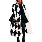 Vivienne | Double Breasted Black Herringbone Wool Trench Coat