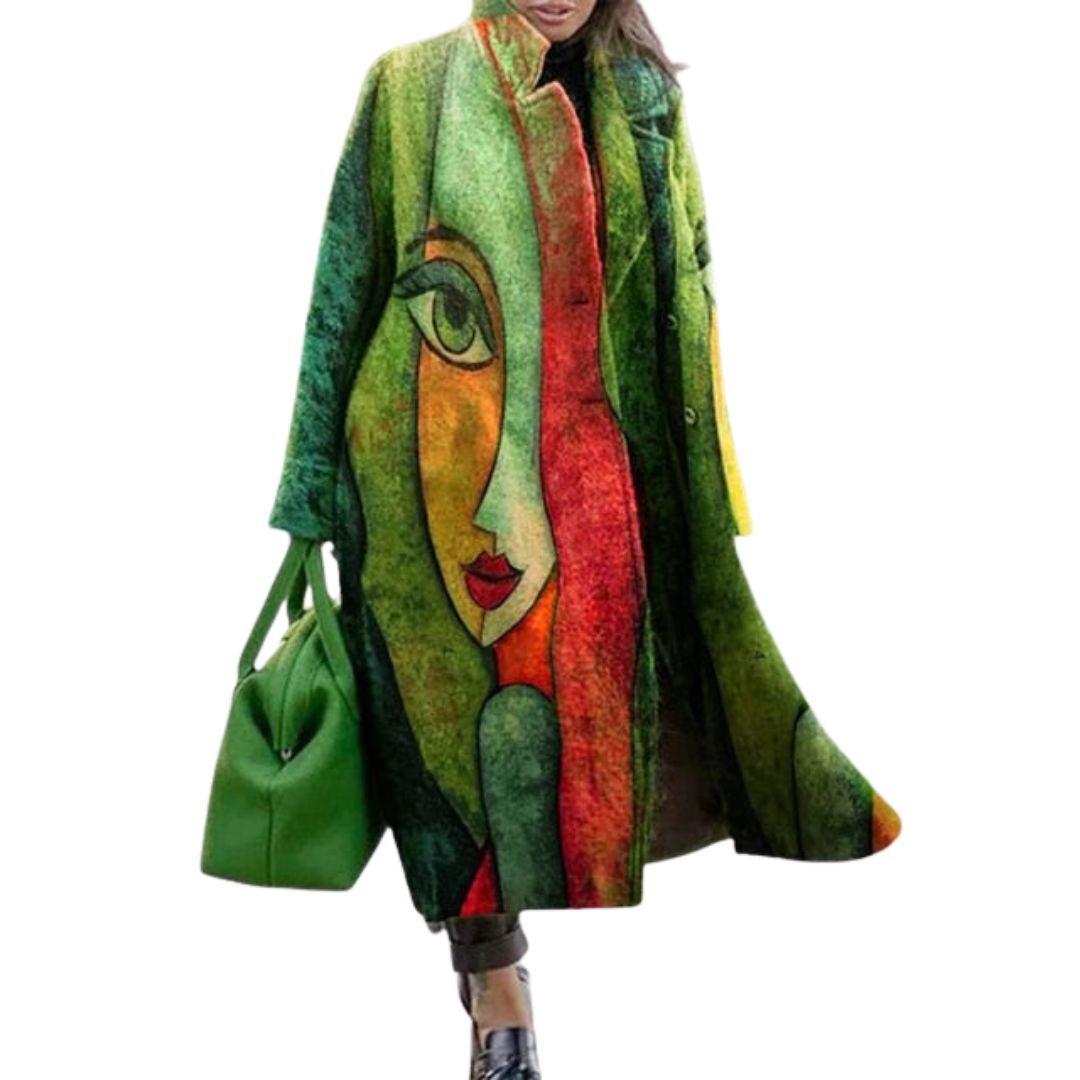 Vivienne | Double Breasted Black Herringbone Wool Trench Coat