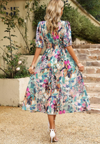 Manon | Floral Puff Sleeve V-Neck Mini Dress