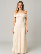 Manon | Cold-Shoulder Pleated Wedding Guest Maxi Dress