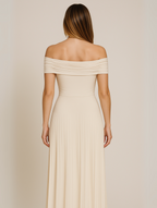 Manon | Cold-Shoulder Pleated Wedding Guest Maxi Dress