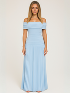 Manon | Cold-Shoulder Pleated Wedding Guest Maxi Dress