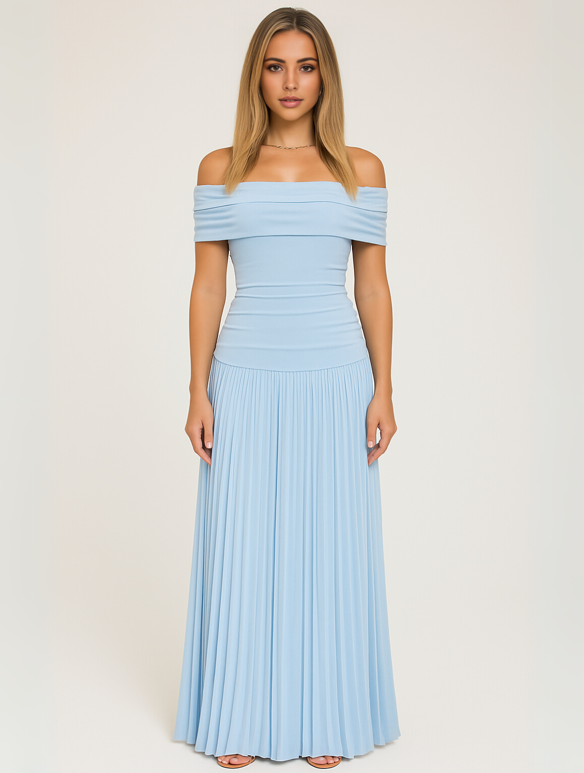 Manon | Cold-Shoulder Pleated Wedding Guest Maxi Dress