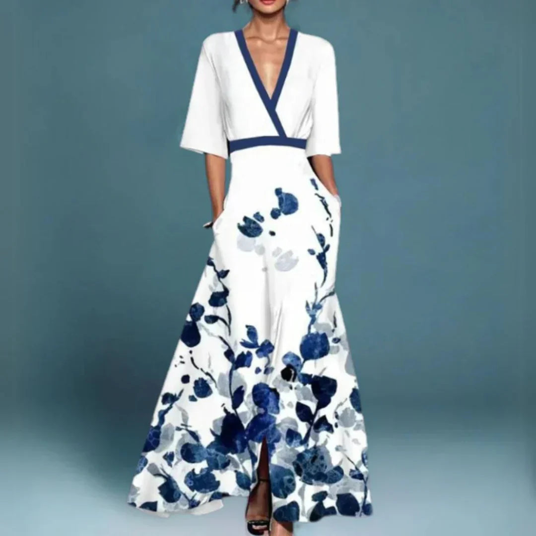 Quintessa | Floral Sage Green Maxi Dress For Garden Parties