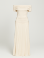 Manon | Cold-Shoulder Pleated Wedding Guest Maxi Dress