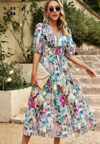 Manon | Floral Puff Sleeve V-Neck Mini Dress