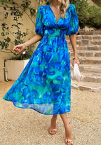 Manon | Floral Puff Sleeve V-Neck Mini Dress