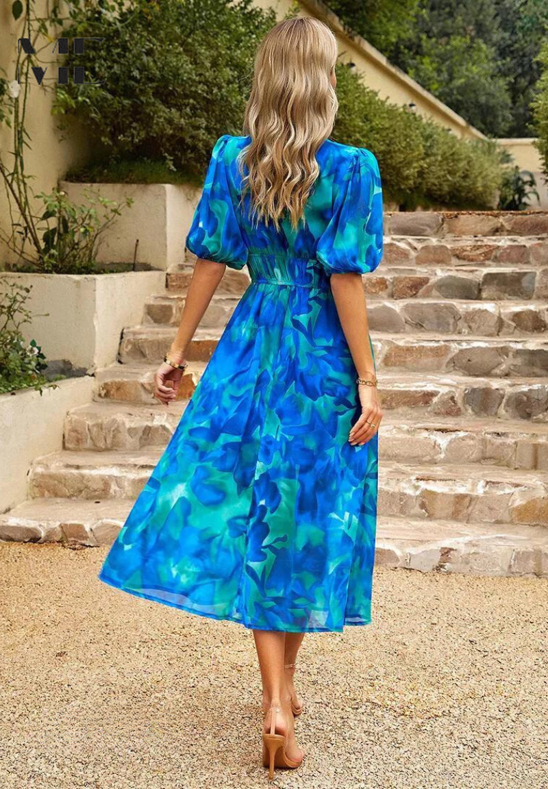 Manon | Floral Puff Sleeve V-Neck Mini Dress
