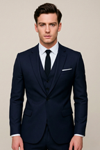 Forrest | Men's 3-Piece Suit Navy Black Grey Slim Fit Formal
