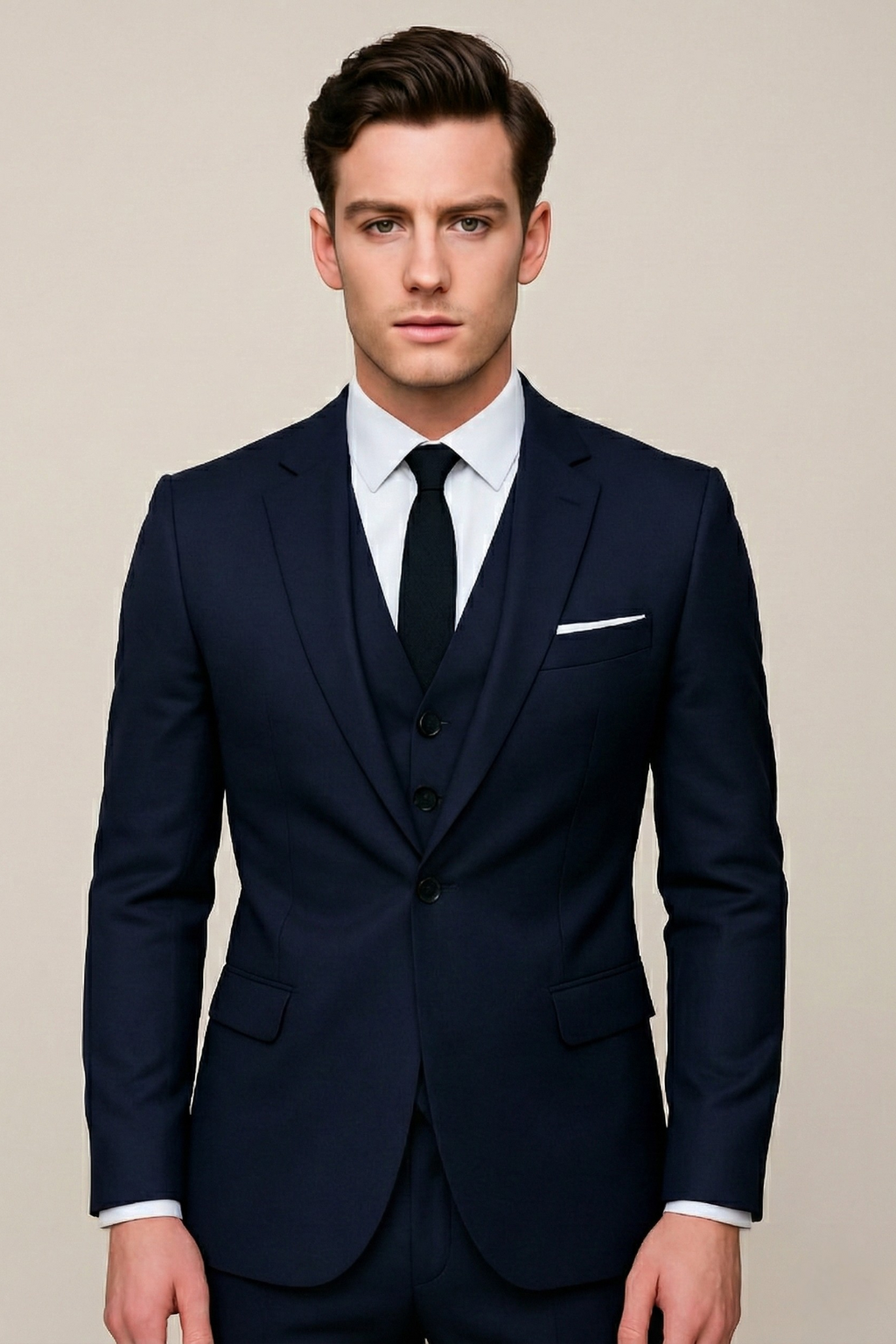 Forrest | Men's 3-Piece Suit Navy Black Grey Slim Fit Formal
