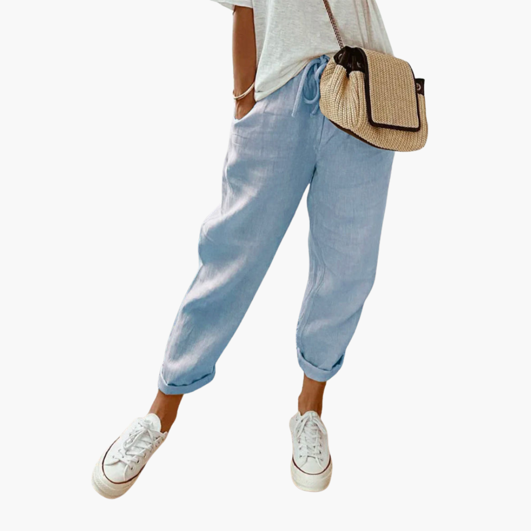 Noemie | Womens Relaxed Drawstring Summer Linen Trousers