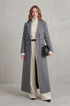 Agathe | Longline Pink Camel Wool Coat For Women