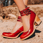 Edith | Blue Strappy Heels Vintage Ankle Strap Party Sandals