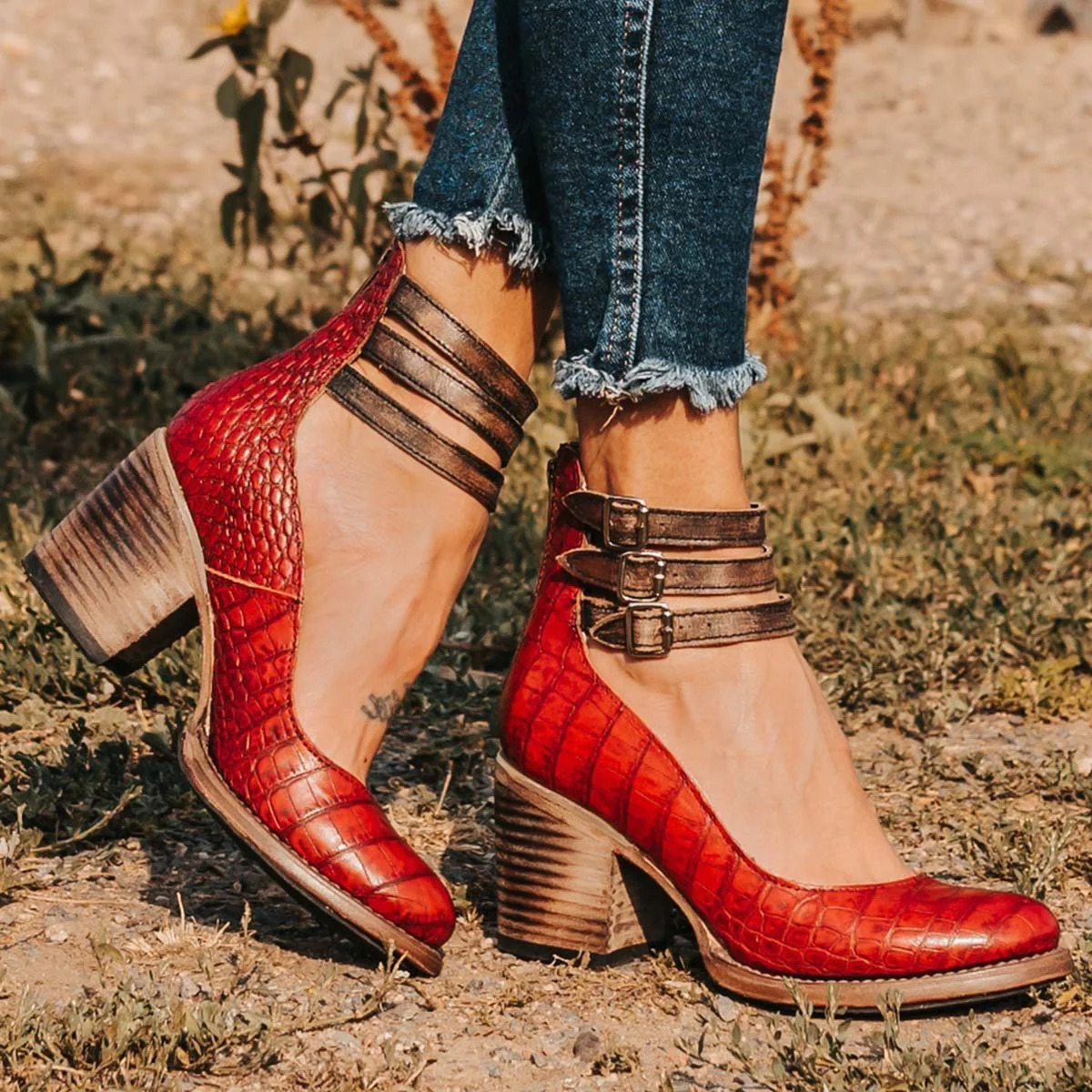 Edith | Blue Strappy Heels Vintage Ankle Strap Party Sandals