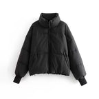Helena | Cropped Oversized Puffer Jacket With Hood — Black
