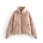 Helena | Cropped Oversized Puffer Jacket With Hood — Khaki