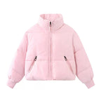 Helena | Cropped Oversized Puffer Jacket With Hood — Pink