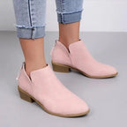 Clemence | Chunky Block Heeled Ankle Boots Black — Pink