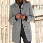 Isolde | Pink Cream Camel Brown Wool Hooded Coat — Grey