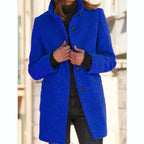 Isolde | Pink Cream Camel Brown Wool Hooded Coat — Royal blue