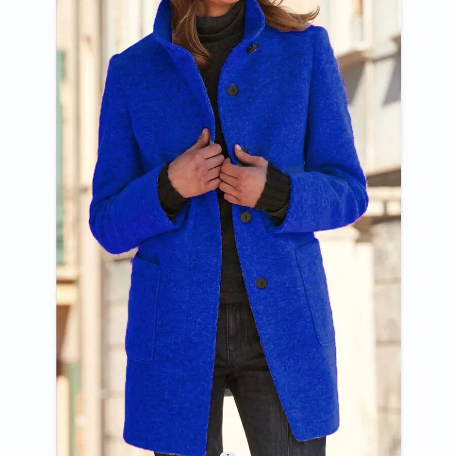 Isolde | Pink Cream Camel Brown Wool Hooded Coat — Royal blue