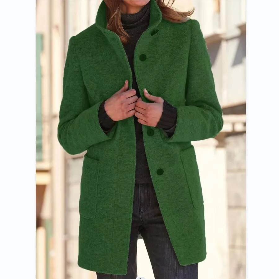 Isolde | Pink Cream Camel Brown Wool Hooded Coat — Green
