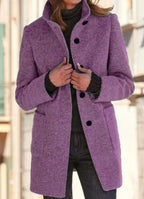 Isolde | Pink Cream Camel Brown Wool Hooded Coat — Purple