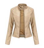 Constance | Faux Leather Biker Jacket Fur Collar Motorcycle