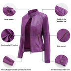Constance | Faux Leather Biker Jacket Fur Collar Motorcycle