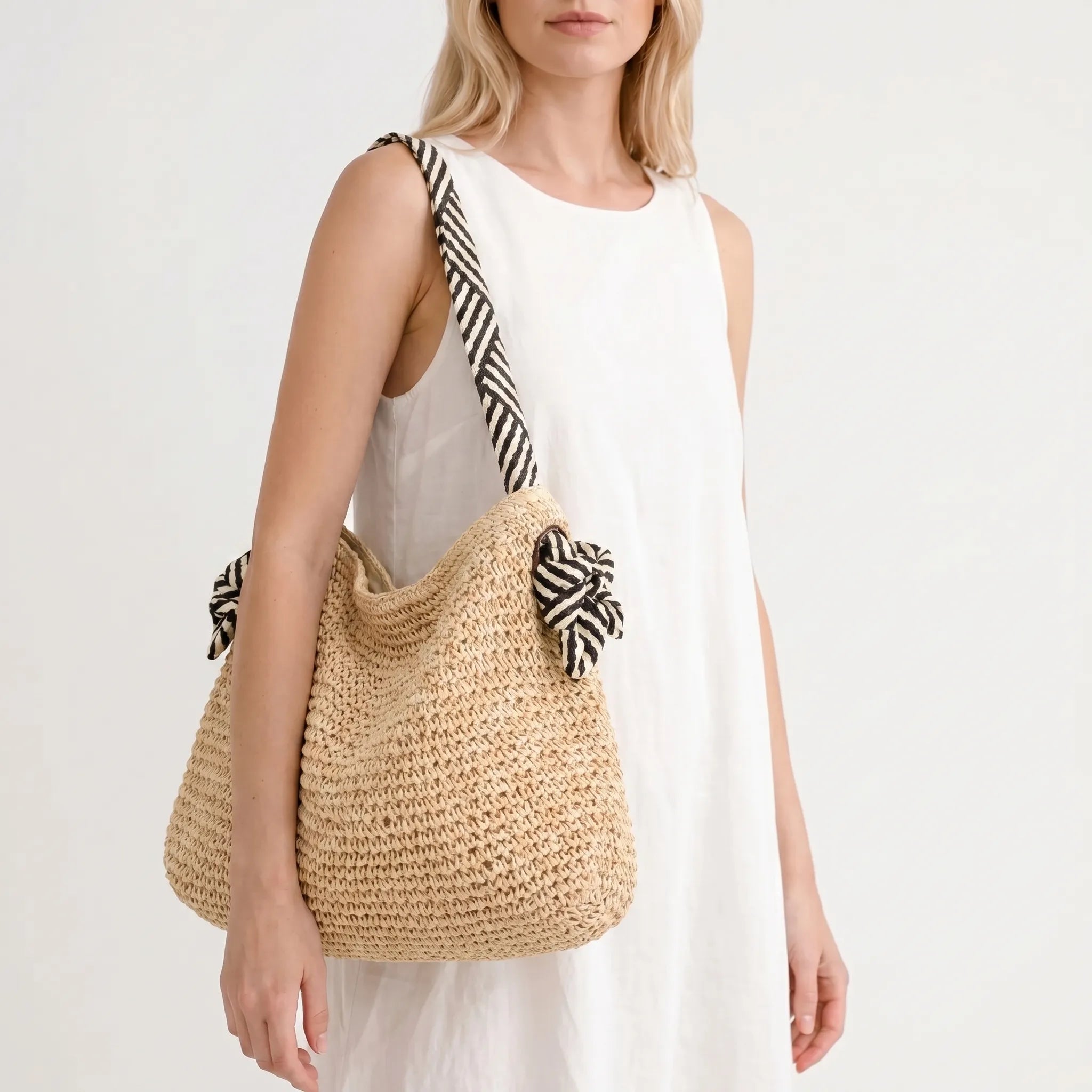 Weavara - Woven Shoulder Tote Bag Woven Shoulder Tote Bag 