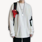 Delia | Cream Chunky Cable Knit Roll Neck Oversized Jumper Sweater — White