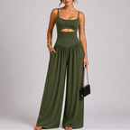 Apolline | Casual Wide Leg Jumpsuit With Tie-Back Detail