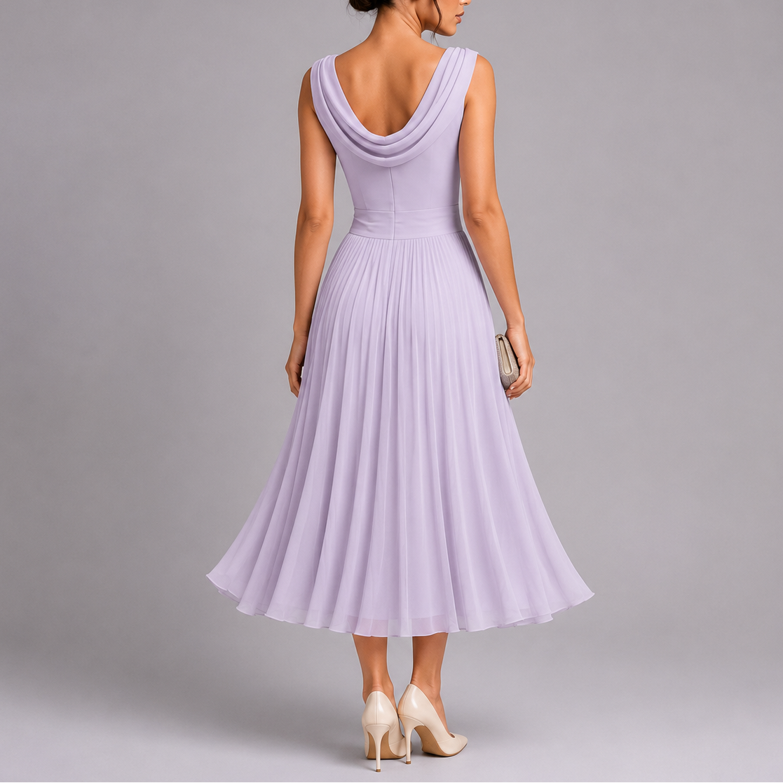 Henriette | Elegant Draped Pleated Midi Dresses For Women