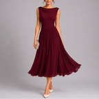 Henriette | Elegant Draped Pleated Midi Dresses For Women