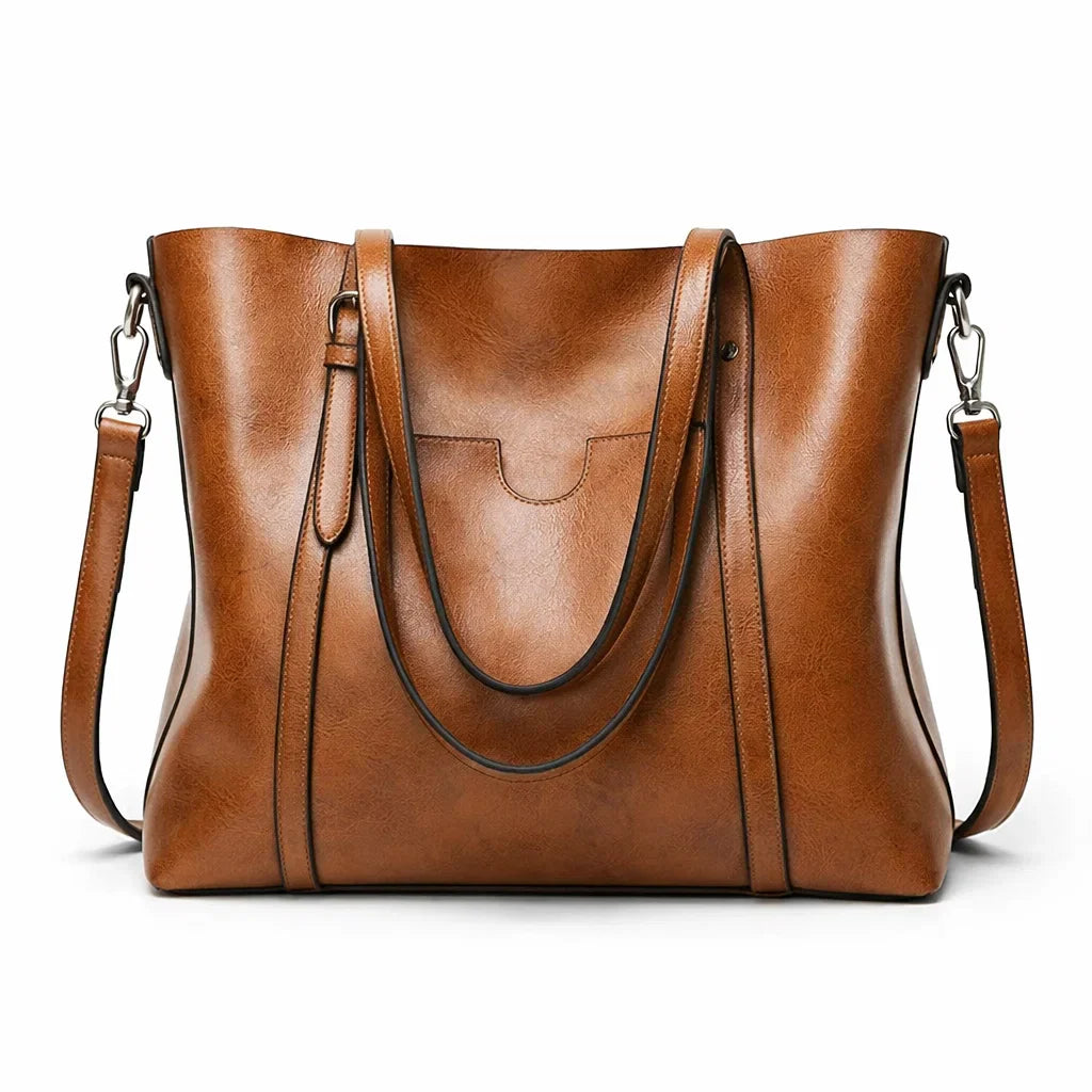 Mirabelle | Genuine Leather Tote Bag With Crossbody Strap