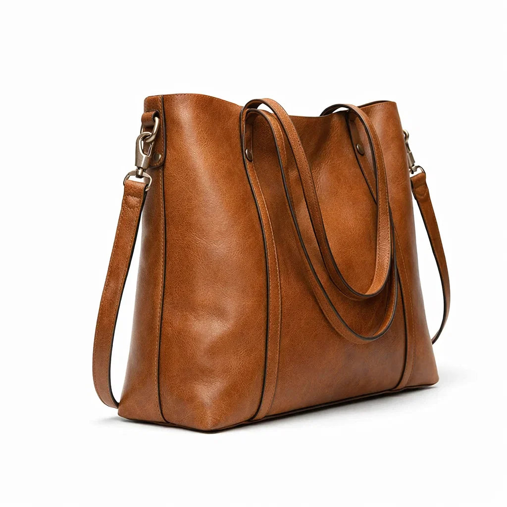 Mirabelle | Genuine Leather Tote Bag With Crossbody Strap
