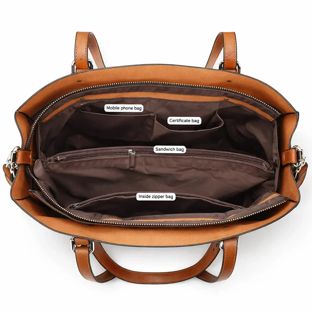 Mirabelle | Genuine Leather Tote Bag With Crossbody Strap