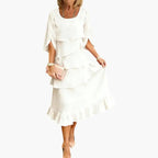 Ophelia | Long Sleeve Ruffle Wedding Guest Midi Dress