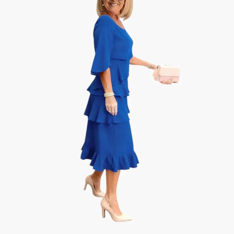 Ophelia | Long Sleeve Ruffle Wedding Guest Midi Dress