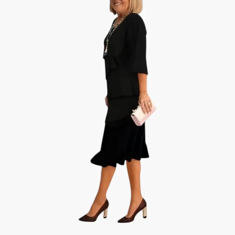 Ophelia | Long Sleeve Ruffle Wedding Guest Midi Dress