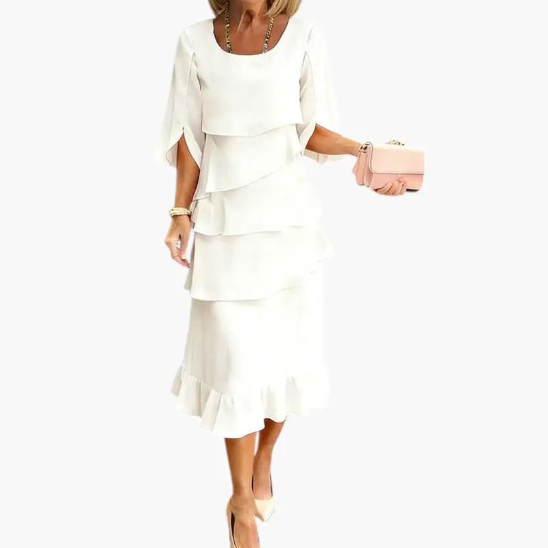 Ophelia | Long Sleeve Ruffle Wedding Guest Midi Dress