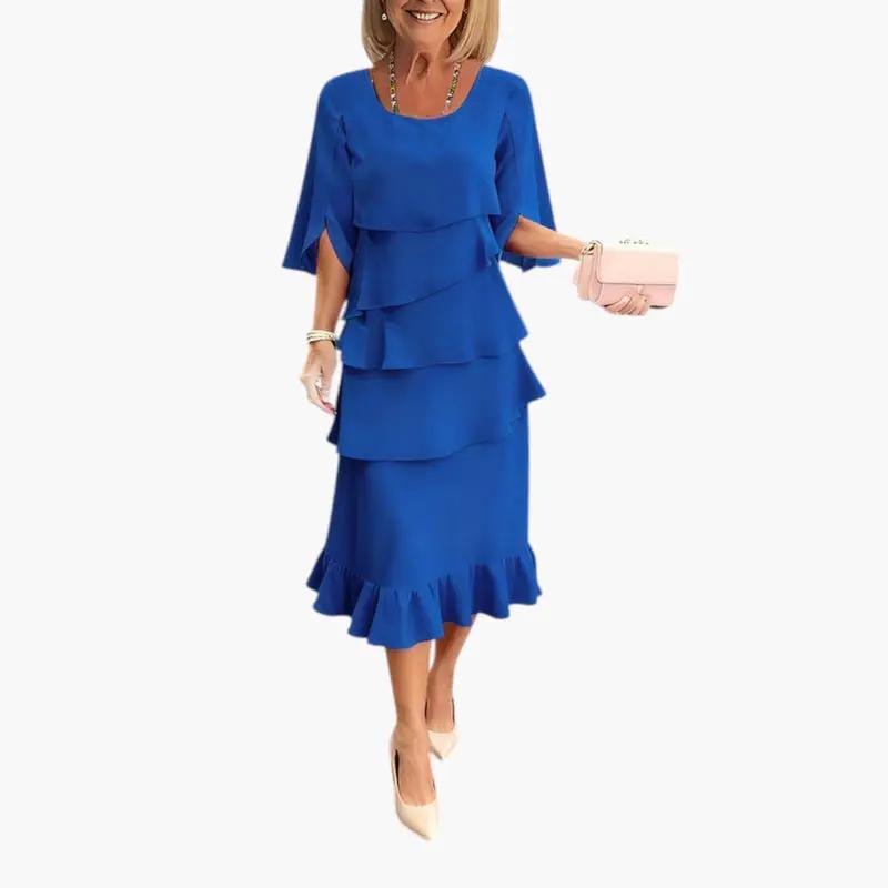 Ophelia | Long Sleeve Ruffle Wedding Guest Midi Dress