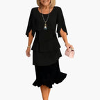 Ophelia | Long Sleeve Ruffle Wedding Guest Midi Dress