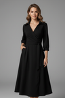 Philippa | V-Shape Lapel Coat Dress With Tie Waist & Slit