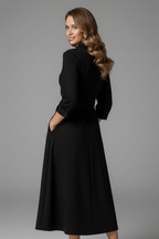 Philippa | V-Shape Lapel Coat Dress With Tie Waist & Slit