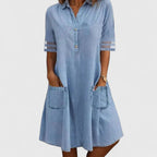 Josephine | Relaxed Fit Short Sleeve Denim Dress for Casual Days